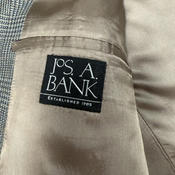 Jos A Bank Sport Coat Mens 42L Brown Gray Plaid Silk Wool Blazer Jacket Classic - Picture 4 of 13